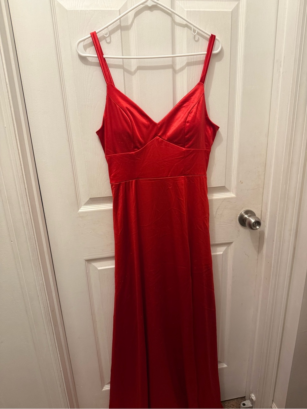 Red Satin Spaghetti-Strap Prom Dress Dillarda